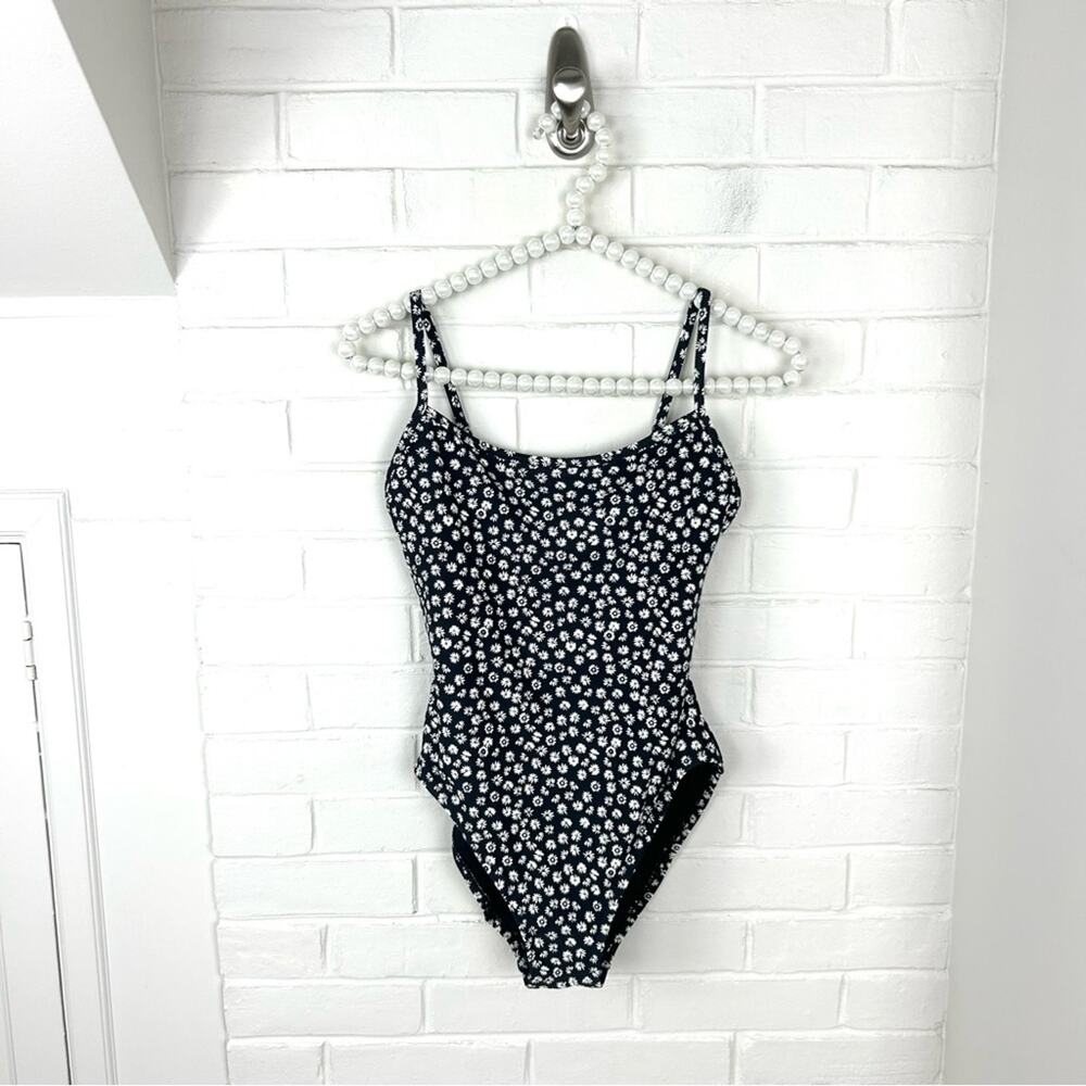 Gap Black & White Floral One Piece Swimsuit Size M